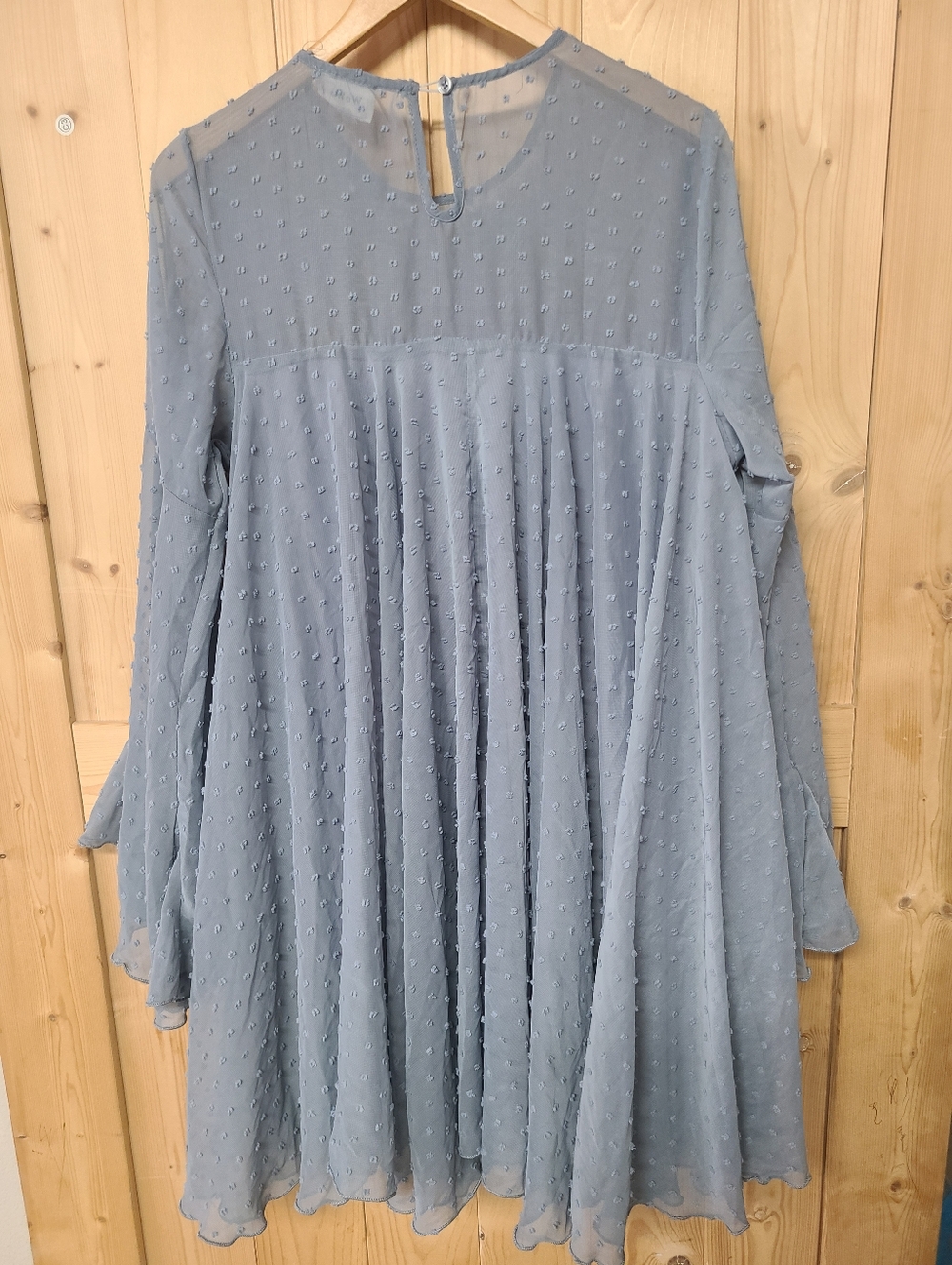 Wowo Light Blue Swiss Dot Pleated Tunic Dress - Picture 8 of 9